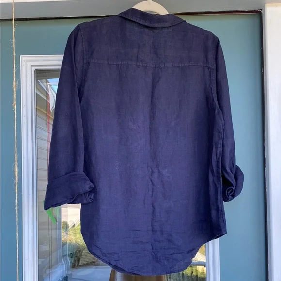 Lilly Pulitzer linen Navy Button-Up Shirt - Picture 5 of 6
